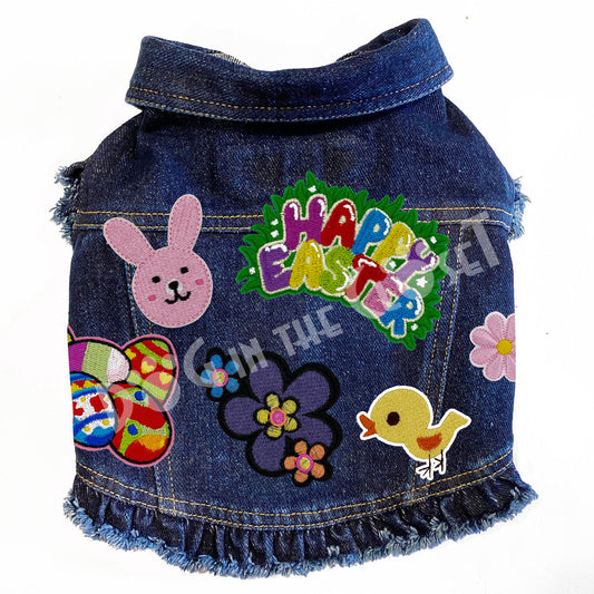 Happy Easter Denim Dog Jacket for dogs