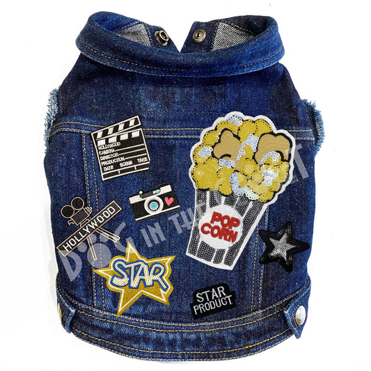 Popcorn & Movies Denim Dog Jacket for dogs