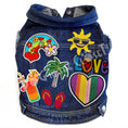 Load image into Gallery viewer, Summer Rainbow Denim Dog Jacket for dogs
