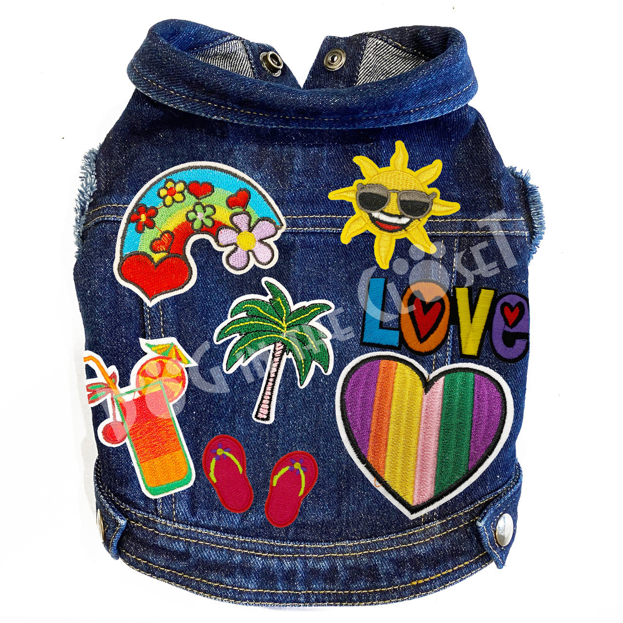 Summer Rainbow Denim Dog Jacket for dogs