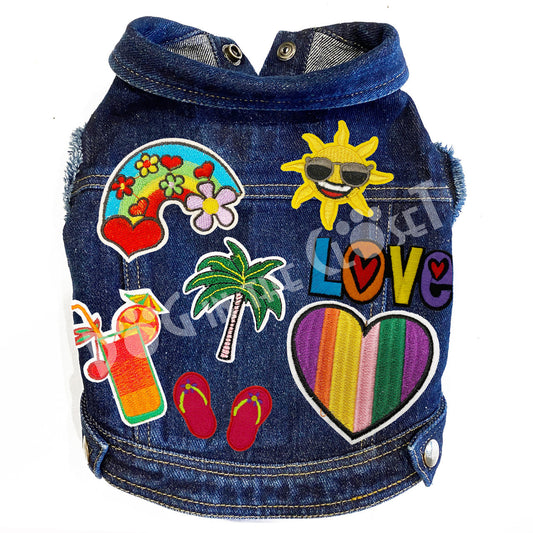 Summer Rainbow Denim Dog Jacket for dogs