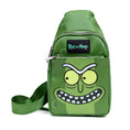 Load image into Gallery viewer, Rick and Morty Bag, Sling, Rick and Morty Pickle Rick Expression Greens, Bounding, Vegan Leather

