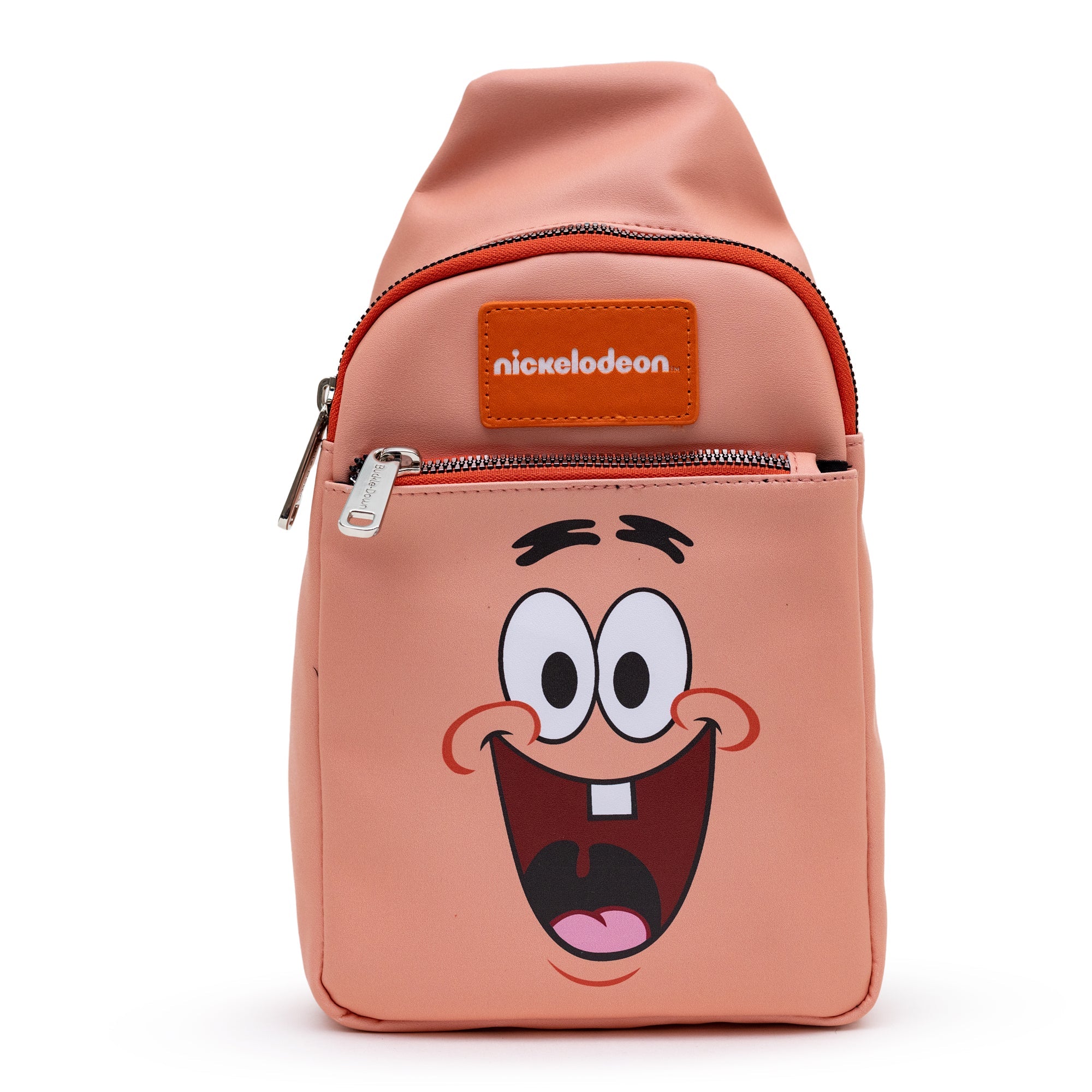 Nickelodeon Bag, Sling, SpongeBob Patrick Star Close Up, Salmon Orange, Bounding, Vegan Leather