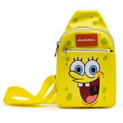 Nickelodeon Bag, Sling, SpongeBob SquarePants Smiling Face Character Close Up Yellow, Bounding, Vegan Leather