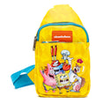 Load image into Gallery viewer, Nickelodeon Vegan Leather Crossbody Sling Bag with Adjustable Straps, SpongeBob SquarePants and Friends Pose Applique, Yellow
