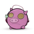 Load image into Gallery viewer, Nickelodeon Bag, Cross Body, Round, Invader Zim Piggy Close Up Applique with Embroidery, Pink, Vegan Leather
