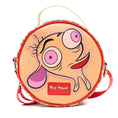Load image into Gallery viewer, Nickelodeon Vegan Leather Round Crossbody Bag with Adjustable Straps, Ren and Stimpy Character Face Close Up Appliques, Red Beige
