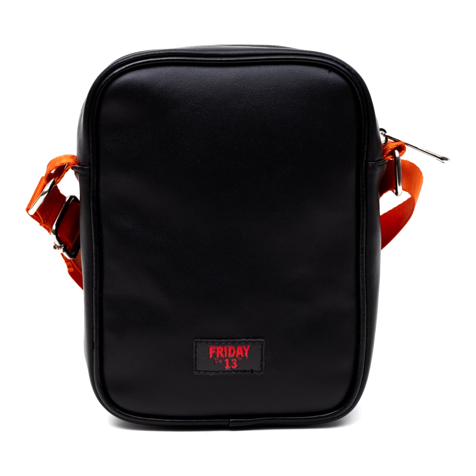 Horror Movies Vegan Leather Cross Body Backpack for Men and Women with Adjustable Strap, Friday the 13th Jason Hockey Mask Quotes Typography Black