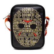 Horror Movies Vegan Leather Cross Body Backpack for Men and Women with Adjustable Strap, Friday the 13th Jason Hockey Mask Quotes Typography Black