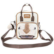 Nickelodeon Vegan Leather Cross Body Backpack for Men and Women with Adjustable Strap, Avatar Appa Furry Face and YIP! YIP! Text Debossed Tan