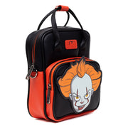 Horror Movies Vegan Leather Cross Body Backpack for Men and Women with Adjustable Strap, It Pennywise Smiling Face Applique