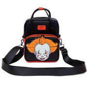 Horror Movies Vegan Leather Cross Body Backpack for Men and Women with Adjustable Strap, It Pennywise Smiling Face Applique