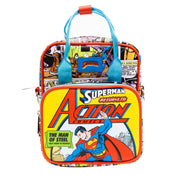 DC Comics Bag, Crossbody, Superman Return to Action Comics Cover Pose and Scenes, Vegan Leather