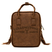 Paramount Network Bag, Cross Body, Yellowstone Dutton Ranch Cowboy Cowhide, Distressed Brown, Vegan Leather