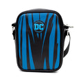 Load image into Gallery viewer, DC Comics Vegan Leather Round Crossbody Bag with Adjustable Straps, Batman Character Close Up with Bat and Belt Appliques, Black and Grey
