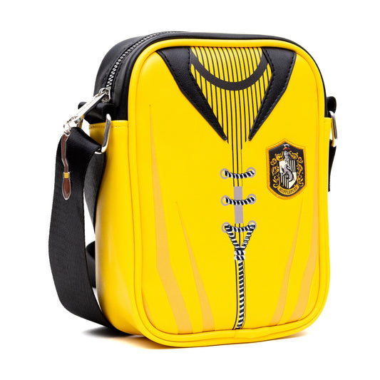 The Wizarding World of Harry Potter Vegan Leather Crossbody Bag with Adjustable Straps, Hogwarts Hufflepuff Quidditch Uniform