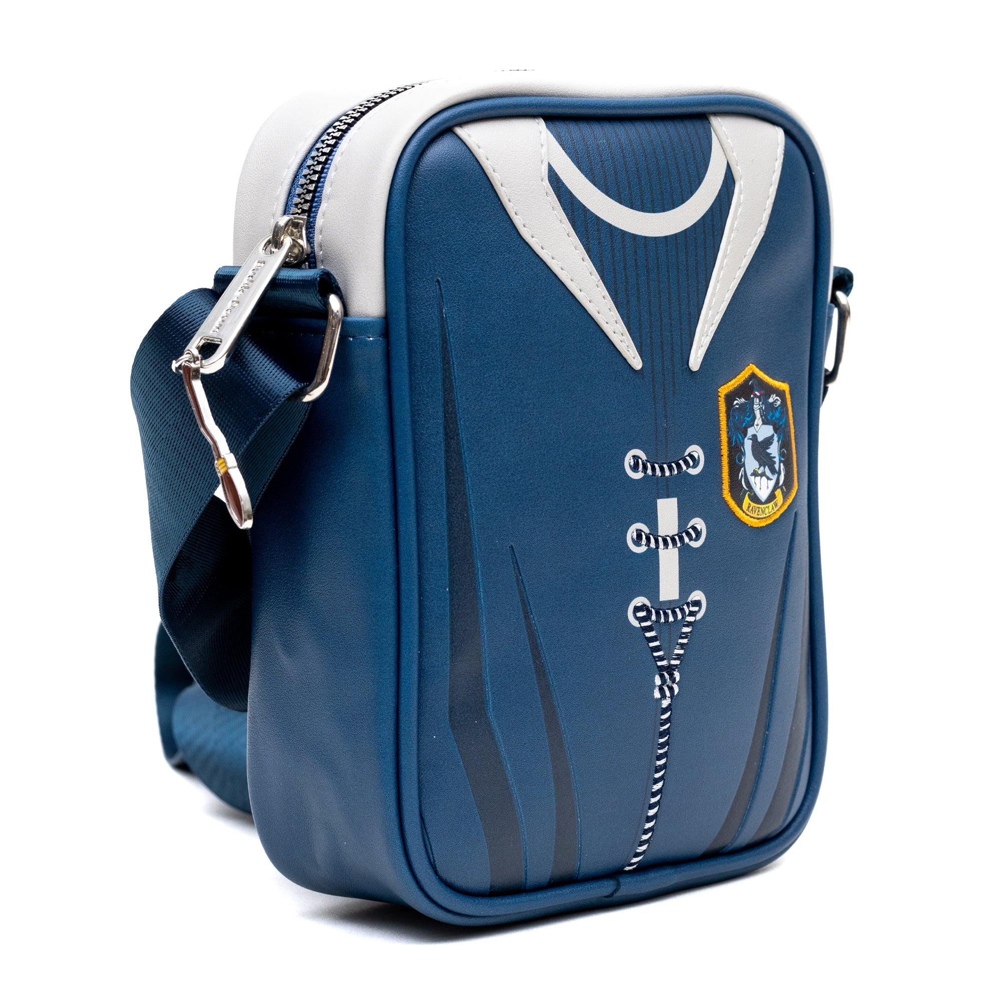 The Wizarding World of Harry Potter Vegan Leather Crossbody Bag with Adjustable Straps, Hogwarts Ravenclaw Quidditch Uniform Blue