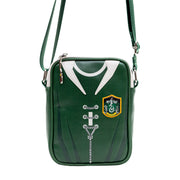 The Wizarding World of Harry Potter Vegan Leather Crossbody Bag with Adjustable Straps, Hogwarts Slytherin Quidditch Uniform Green