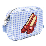 Wizard of Oz Bag, Cross Body, The Wizard of Oz Dorothy Sequined Ruby Slippers with Toto Pose, Blue, Vegan Leather