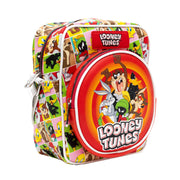 Looney Tunes Vegan Leather Crossbody Bag with Front and Back Zip Pocket, Looney Tunes Bullseye Group Pose and Character Block Poses, 8.5