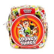 Looney Tunes Vegan Leather Crossbody Bag with Front and Back Zip Pocket, Looney Tunes Bullseye Group Pose and Character Block Poses, 8.5