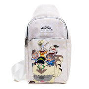 Nickelodeon Vegan Leather Crossbody Sling Bag, Avatar Last Airbender Chibi Group Pose on Appa, White, 7