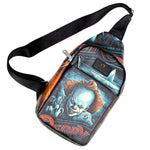 Warner Bros. Horror Movies Vegan Leather Crossbody Sling Bag, It Chapter Two Pennywise Derry Circus Pose, 7