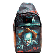 Warner Bros. Horror Movies Vegan Leather Crossbody Sling Bag, It Chapter Two Pennywise Derry Circus Pose, 7