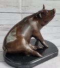 Load image into Gallery viewer, Bronze Metal Cute Pig Statue Sculpture Figure Figurine after PJ Mene 8.5" x 10"
