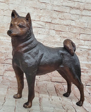 Shiba Inu Puppy Dog Bronze Sculpture Statue Figurine Collectible Art