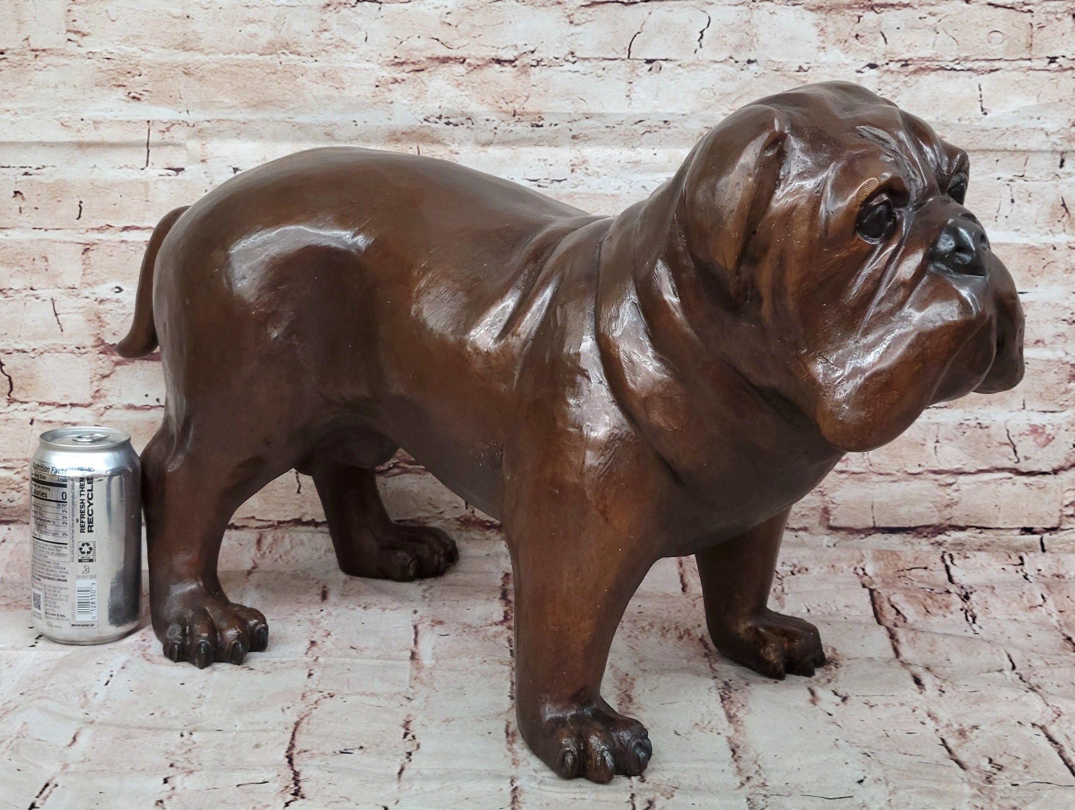 Life Size English Bulldog Puppy Bronze Statue Sculpture Figure 14" x 24" 