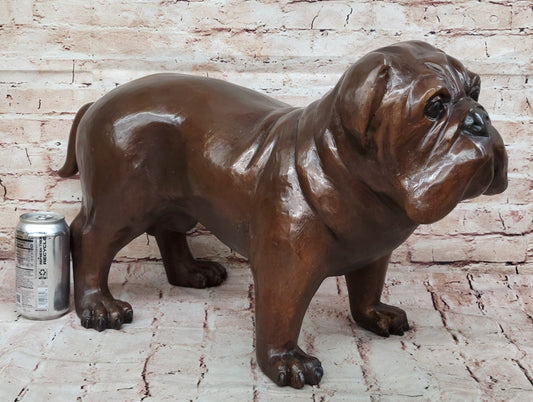 Life Size English Bulldog Puppy Bronze Statue Sculpture Figure 14" x 24" 
