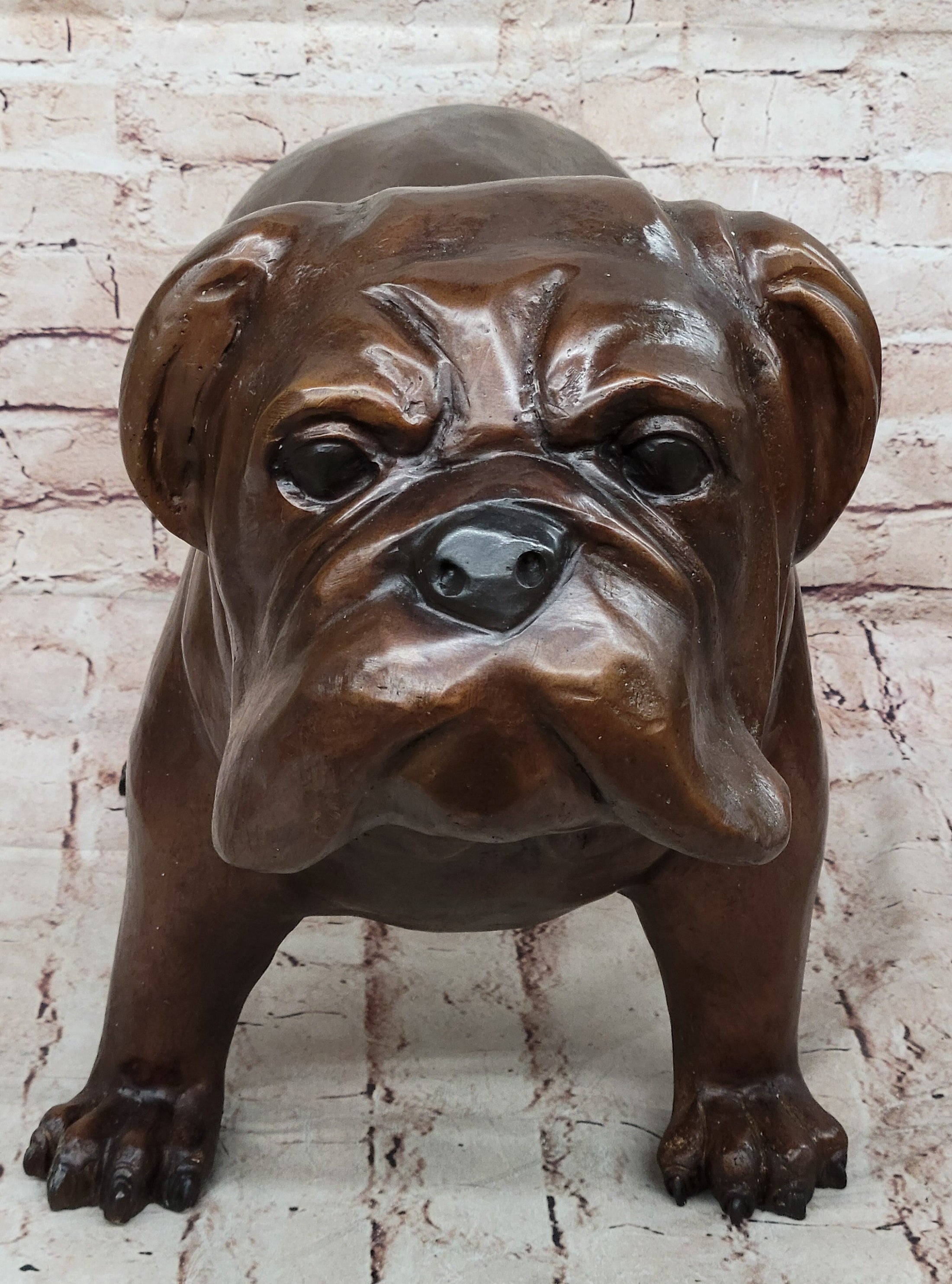 Life Size English Bulldog Puppy Bronze Statue Sculpture Figure 14" x 24" 