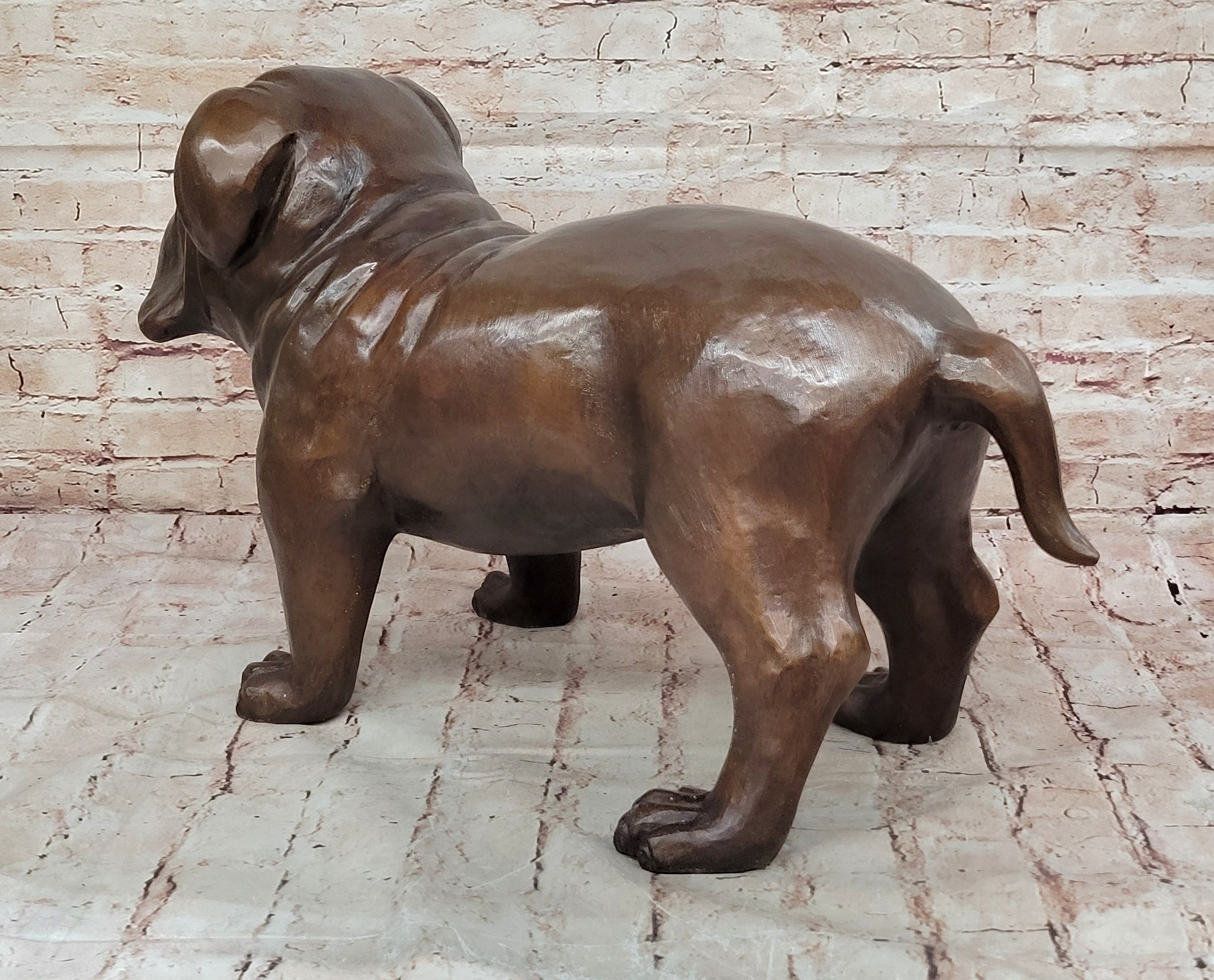 Life Size English Bulldog Puppy Bronze Statue Sculpture Figure 14" x 24" 
