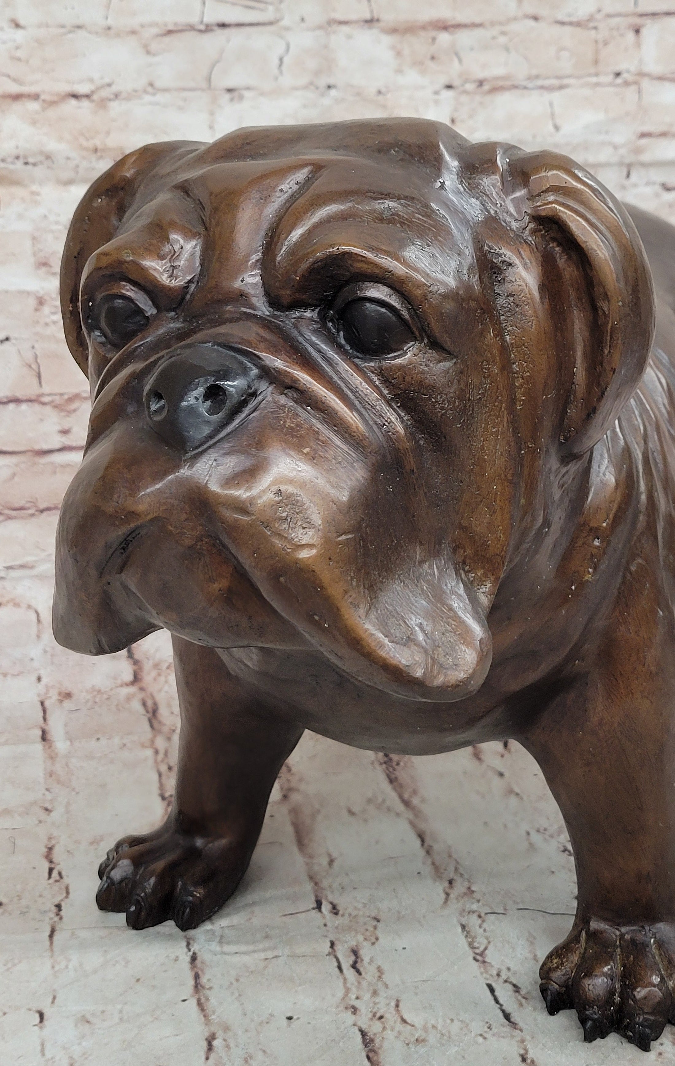 Life Size English Bulldog Puppy Bronze Statue Sculpture Figure 14" x 24" 