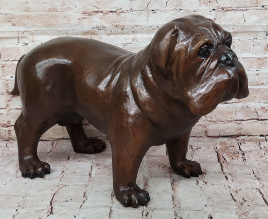 Life Size English Bulldog Puppy Bronze Statue Sculpture Figure 14" x 24" 
