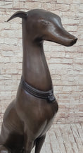 Load image into Gallery viewer, Life Size Bronze Greyhound Saluki Slender Dog Statue Sculpture by J. Moigniez

