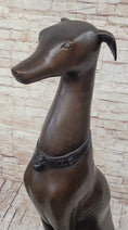 Load image into Gallery viewer, Life Size Bronze Greyhound Saluki Slender Dog Statue Sculpture by J. Moigniez
