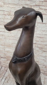 Life Size Bronze Greyhound Saluki Slender Dog Statue Sculpture by J. Moigniez