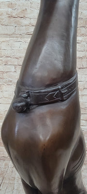 Life Size Bronze Greyhound Saluki Slender Dog Statue Sculpture by J. Moigniez