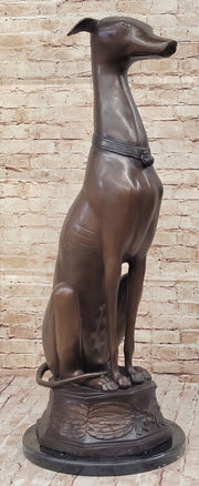 Life Size Bronze Greyhound Saluki Slender Dog Statue Sculpture by J. Moigniez