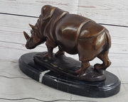 Signed Salvador Dali White Rhinoceros African Rhino Wild Life Bronze Sculpture Statue Art