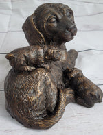 Labrador Retriever and Puppy Bronze Sculpture Dog Figure Figurine Decor 4