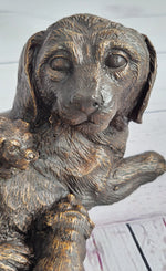 Labrador Retriever and Puppy Bronze Sculpture Dog Figure Figurine Decor 4