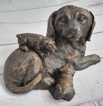 Labrador Retriever and Puppy Bronze Sculpture Dog Figure Figurine Decor 4