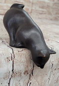 Load image into Gallery viewer, Signed Desk Top Adorable Cat Bronze Sculpture Real Hot Cast Figurine Lost Wax
