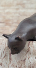 Load image into Gallery viewer, Signed Desk Top Adorable Cat Bronze Sculpture Real Hot Cast Figurine Lost Wax
