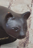 Load image into Gallery viewer, Signed Desk Top Adorable Cat Bronze Sculpture Real Hot Cast Figurine Lost Wax
