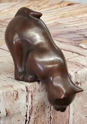 Cat Kitten Sitting on the Edge Bronze Figurine Sculpture Figure Collectible 3