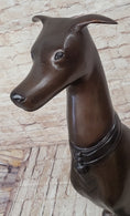 Load image into Gallery viewer, Art Deco Life Size Sitting Greyhound Dog Bronze Sculpture Marble Base Statue
